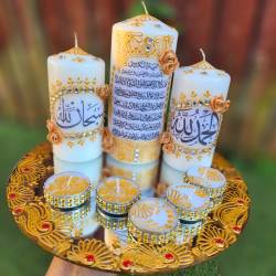 Islamic gifts  Islamic Candle Gift Set - Henna Candle - Wedding Candles Wedding Engagement Gift - Hajj Umrah Gift at Riwaya