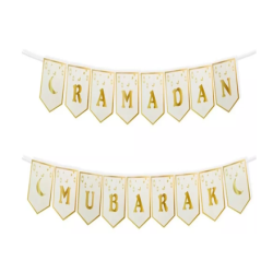 Islamic gifts Ramadan Mubarak Banner  Gold -Bunting Garland Ramadan  Decorations - Ramadan banner - Ramadan mubarak decor - Ramadan home decor at Riwaya