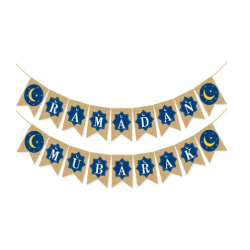 Islamic gifts RAMADAN MUBARAK Flag Linen Cotton Decorations Banner - Ramadan flag banner - Ramadan home decor Ramadan wall decor - Islamic home decor - Ramadan celebration decor at Riwaya