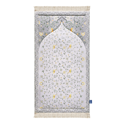 Islamic gifts Adult Premium Padded Prayer Mat with Yellow Floral Vine Design | Urban Rugs UK - Padded Prayer Mat - Comfortable Adult Prayer Rug - Islamic Prayer Mat - Hajj/Umrah Gifts - Ramadan/Eid Gifts - Revert Gift - New Muslim Gift at Riwaya