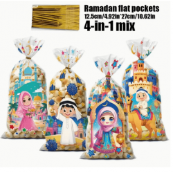 Islamic gifts 50pcs Moon Castle Semi-Transparent Flat Gift Bags - Ramadan & Eid al-Fitr Party - Eid Money Bag - Eid Gift Bag - Eid Gift For Kids - Muslim Kids Eid Gift - Eid Gifts at Riwaya