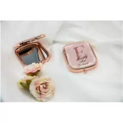 Islamic gifts  Personalised Initial and Name Rose Gold Compact Mirror - Nikkah Favour - Islamic Favour at Riwaya