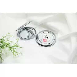 Islamic gifts  Personalised Initial and Name Round Compact Mirror - Nikkah Favours - Islamic Favours at Riwaya