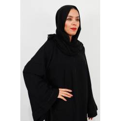 Perfect Gift Black Nida AbayaFabric Korean Nidafine DMC work around sleeves and necklinebutton closure for versatility. Exude grace and sophistication with this Black Nida Abaya, crafted with delicate DMC stonework along the sleeves and neckline for a subtle yet elegant sparkle. Made from premium Nida fabric, it drapes beautifully while ensuring comfort and breathability. Designed for versatility, this abaya can be worn open or closed with its button closure, making it a perfect addition to your modest fashion wardrobe for both casual and formal occasions.