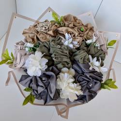 Islamic gifts  Olive Jersey Hijab Bouquet | Perfect for Umrah, Hajj, Graduation, Ramadan, Birthday or Eid Gift | Handmade Islamic Gift for Her | Islamic Gift For Sister, Mother, Wife at Riwaya
