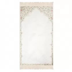 Islamic gifts Salah Prayer Mat - Majestic Floral - Beige - Luxury Prayer Mat - Prayer Rug - Islamic Gift - Eid Prayer Mat - Umrah or Hajj Gift at Riwaya