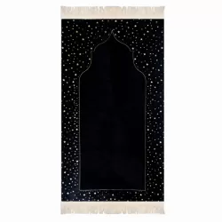 Islamic gifts Salah Prayer Mat - Stars - Black - Luxury Prayer Mat - Prayer Rug - Islamic Gift - Eid Prayer Mat - Umrah or Hajj Gift at Riwaya
