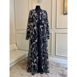 Perfect Gift *SALE ORIGINAL PRICE £120Gorgeous beaded abaya  4 piece including  Hijab, belt, full sleeve inner and open beaded abaya with buttons. Available to order in 52 54 56 Modest fit. 